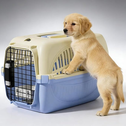 Airline Approved Dog Carrier, Hard-Sided Cat Carrier with Detachable Food Bowl, Portable Dog Crate for Small Dogs and Cats, Ideal for Travel, Car, and Outdoor Use (Grey)