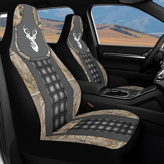 Camo Hunting Deer Car Seat Covers Waterproof Soft Car Seat Cushion Cover Auto Interior Accessories Fit for Truck, Sedan, SUV
