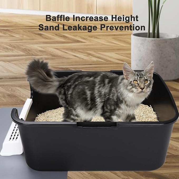 Sfozstra Cat Litter Box with Lid, Fully Enclosed Splash-Proof and Leak-Proof Urine High Edge and Odorless Cat Litter Box, Easy to Installation and Clean (Black with Pedal(S))