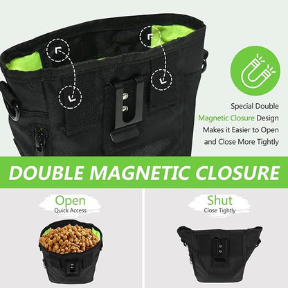kissleaf Dog Treat Pouch with Magnetic Closure, Treat Pouches for Pet Training, Large Dog Treat Training Pouch and Dog Clicker, Dog Training Treat Pouch Built-in Poop Bag Dispenser, Hands-Free Snack