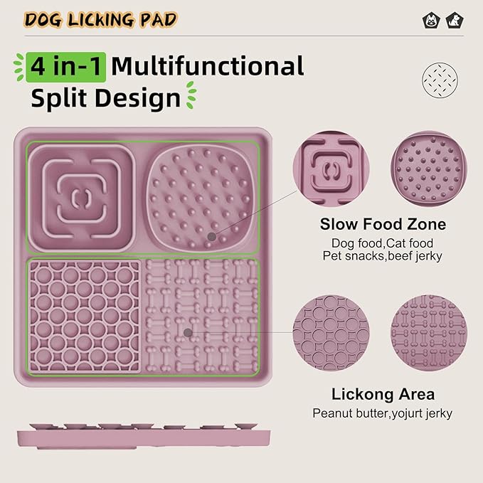 Dog Lick Mat for Anxiety Relief, Slow Feeder Alternative, Pet Enrichment Treat Mat, Boredom Buster, Durable Food-Grade Silicone, Dishwasher & Freezer Safe