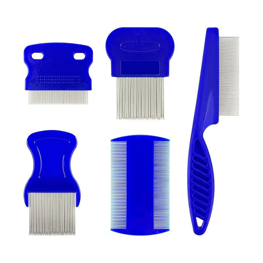 5 Pack Pets Grooming Comb Set, Pet Combs With Fine Tooth, Detangling Brushes, Float Hair Removers for Dog and Cat Clean up and Groom