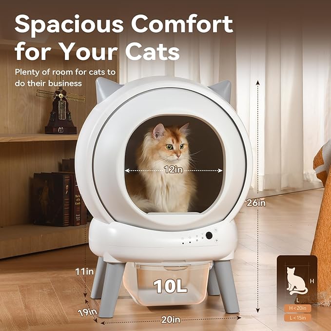 Self Cleaning Litter Box: Automatic Litter Box Self Cleaning for Multiple Cats Auto Robot with Dual Safety Protection, Large Openning Odor-Control with Mat