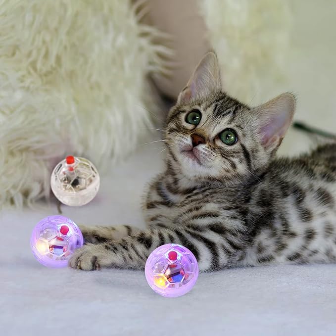 6 Pack Ghost Hunting Cat Ball Toys Motion Light Up Cat Balls LED Light Ball Dog Interactive Toys for Dog Activity, Exercise, Interaction