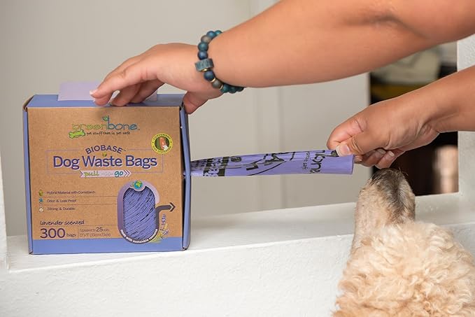 Greenbone BioBase Pull and Go Poop Bags 300 Bag Roll Lavender Scent For Home or Yard Box Dispenser