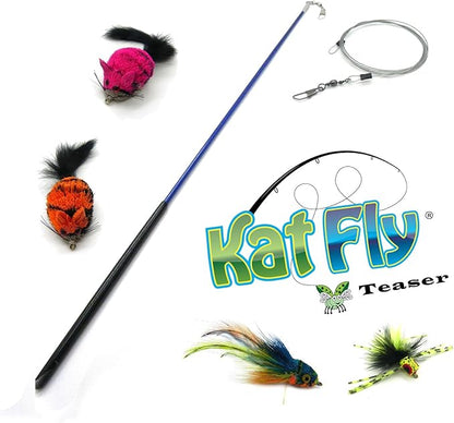 Teaser Wand with 4 Cat Teasers Refills - Blue