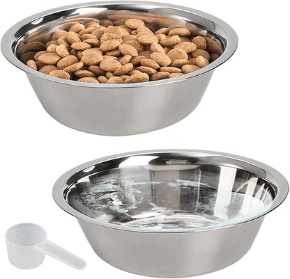 kathson 2 Pack Stainless Steel Dog Bowls, Dog Water and Food Bowl Set, Metal Puppy Bowls, Pet Dishes for Small Dogs and Cats