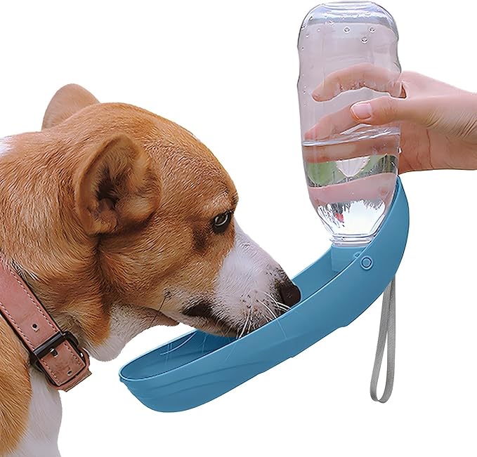 Dog Water Bottle, 550ML Large Capacity Leak-Proof Portable Pet Water Dispenser with Carrying Lanyard, Ideal for Outdoor Walking Hiking Travel