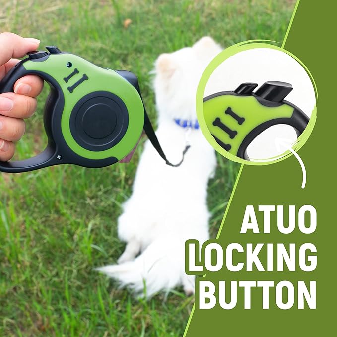 Retractable Dog Leash Automatic Telescopic Tractor Dog Tape, Pet Tape 10/16 FT Durable and Convenient, with Folding Bowl, Dispenser, Rubbish Bags, Suitable for Small and Medium Dogs