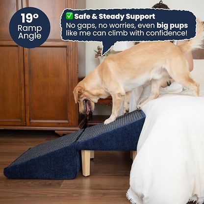 3-in-1 Dog Ramp 18.9"×17.7"×18.9" with Storage – Pet Stairs for Senior & Injured Dogs & Cats, Hidden Storage Footstool, Ottoman Anti-Slip, Supports 220 lbs for Beds & Sofas