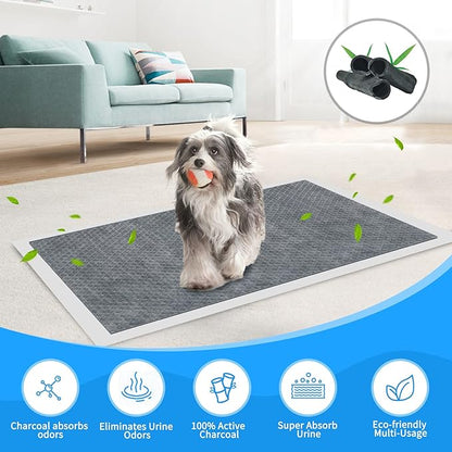 60pcs Charcoal Puppy Pads - Extra Large 24" x 36" Carbon Odor Control, 6-Layer Leak-Proof & Quick Dry Dog Training Pads