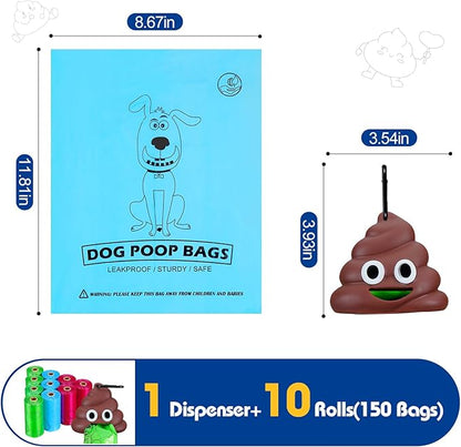 Dog Poop Bag With Holder, 150 Counts Scented Doggie Waste Bags With 1 Dispenser, Pet Poop Bags Rolls For Doggy