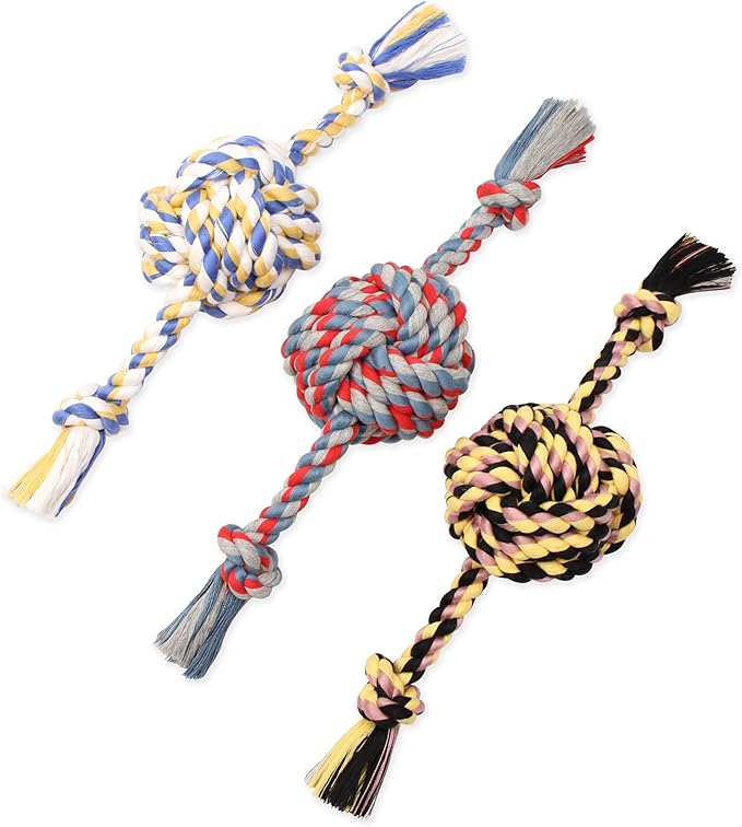Mammoth Pet Products Flossy Chews Color Monkey Fist Ball with Rope Ends, Large, 18-Inch, multi (20096F)