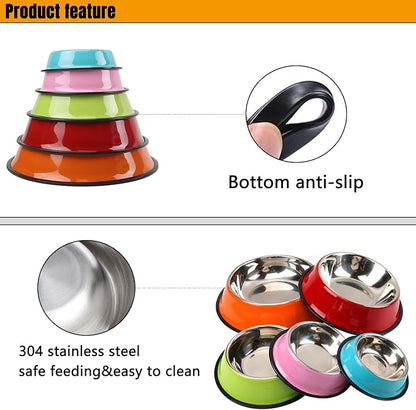 Personalized Name for Cat Dog Stainless Steel Colored Pet Puppy Cat Bowl Non-Slip Durable Pet Bowl Feeder Feeding Dog Water Bowl