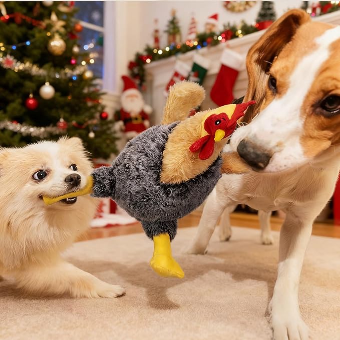 Squeaky Stuffed Dog Toys – Plush Chicken Chew Toy for Small, Medium & Large Dogs, Cute & Funny Interactive Puppy Toy with Crinkle Paper & Double Squeakers