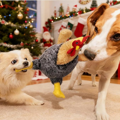 Squeaky Stuffed Dog Toys – Plush Chicken Chew Toy for Small, Medium & Large Dogs, Cute & Funny Interactive Puppy Toy with Crinkle Paper & Double Squeakers