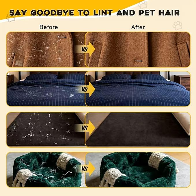 Electrostatic Pet Hair Removal Gloves: Quick Wiping - Reusable & Washable for Sofa Clothing Pet Beds Effortless Cats & Dogs Hair Remover for Busy Pet Owners (2pcs-Black)