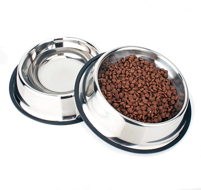 NAJOR Stainless Steel Dog Bowls,4Cup / 32oz Large Dog Food Bowls,Anti-Skid Pet Feeder Bowl and Water Bowl,Perfect Choise for for Dogs and Cats and More,Set of 2