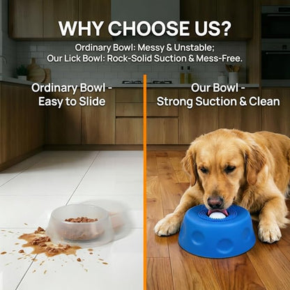 Silicone Lick Bowl for Dogs with Suction Cup, Anti-Slip Slow Feeder, Upgraded Chew-Resistant Ball & Anti-Disassembly Design, 250ml Capacity, Dishwasher Safe, for Small Medium Large Pets (1,Blue)