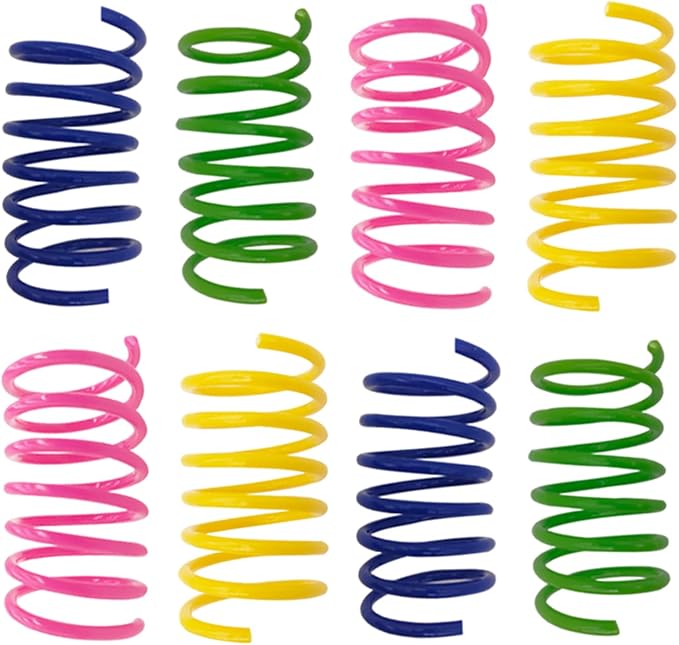 AGYM Cat Spring Toys, 12 Pack Cat Spiral Springs for Indoor Cats, Colorful & Durable Plastic Spring Coils Attract to Swat, Bite, Hunt, Interactive Toys for Kittens