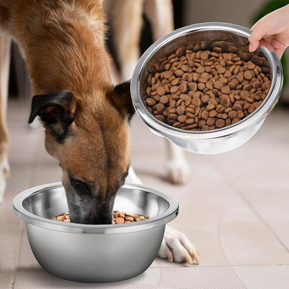 1 Gallon Large Dog Bowl Set of 6, Stainless Steel Metal Water Bowls 128oz High Capacity Heavy Duty Pet Food Bowl for X-Large and Giant Dogs, Easy to Clean