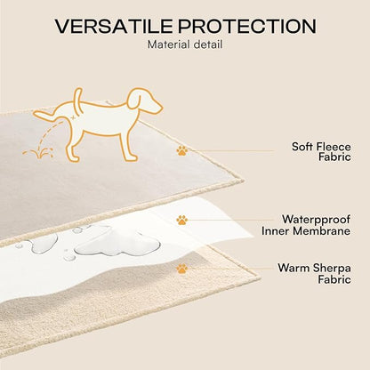 Luciphia Waterproof Pet Blanket, Liquid Pee Proof Dog Blanket for Sofa Bed Couch, Reversible Sherpa Fleece Furniture Protector Cover for Small Medium Large Dogs Cats, Grey Beige X-Large（85" x 57"）