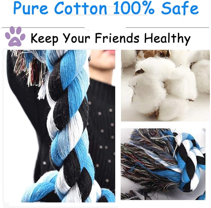 6 Knot 2 Pack 3.6 Feet Giant Large Dog Chew Rope Toy for Aggressive Chewer Power Heavy Duty Tug of War Play Chewing Tugging Tough Knotted XL Long Rope Pulling Pitbull Large Breed Medium Big Dog