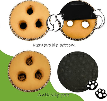 Hide and Seek Dog Toys, 2-in-1 Interactive Squeaky Puppy Toys with Detachable Non-Slip Base, Treat Dispensing & Flying Disc Fetch, Enrichment Toys for Small Medium Large Dogs