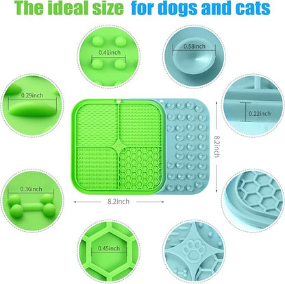 Lick Mat for Dogs, Premium Lick Pad with Suction Cups for Dog Anxiety Relief, Slow Feeder Dog Bowls, Bathing, Grooming and Training (Cyan, Purple, Green, 3pack)