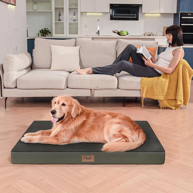 Comfort Dog Bed for Small Dogs & Cats, Waterproof Dog Crate Mat Orthopedic Egg Crate Foam with Washable Removable Cover, Coffee