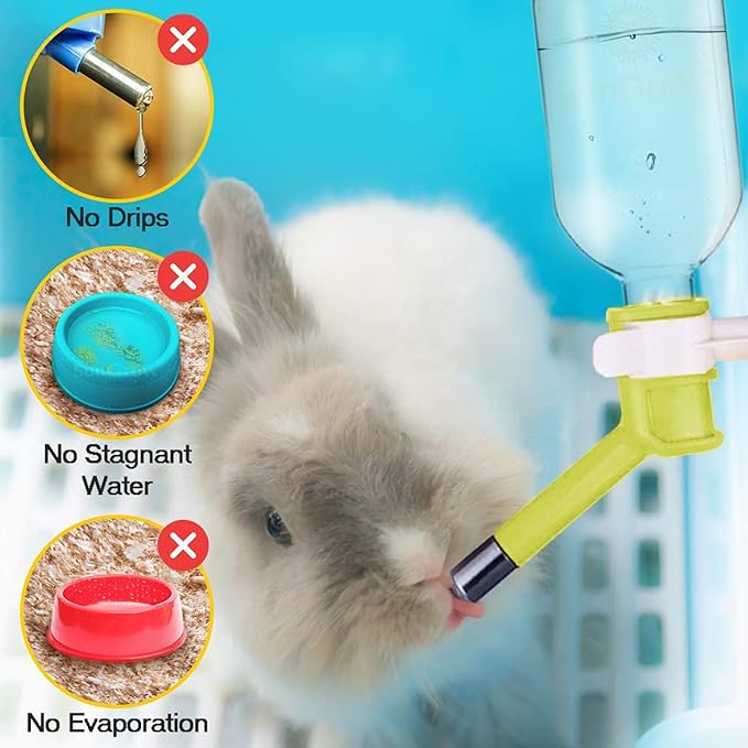SunGrow 10 oz Guinea Pig & Hamster Pet Crate Water Bottle Dispenser, No Drip Dog Puppy & Cats Cage Kennel Wall Mount Water Dispenser/Feeder Bottle, Suitable for Kitten, Ferrets & Other Small Animals