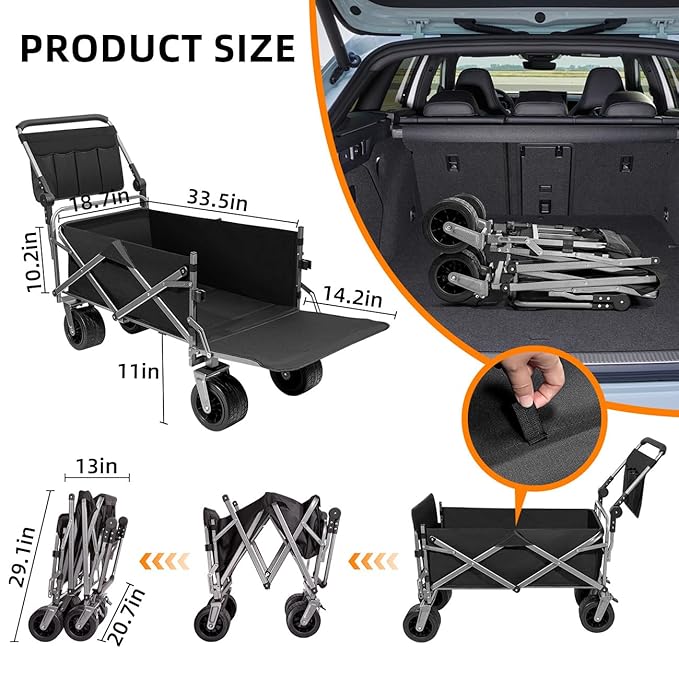 Large Dog Stroller for Large Medium Dogs,Older Dog Wagon Cart with Tailgate,Foldable Pet Strollers (Black)