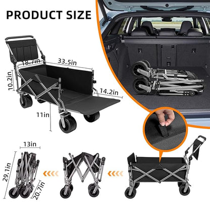 Large Dog Stroller for Large Medium Dogs,Older Dog Wagon Cart with Tailgate,Foldable Pet Strollers (Black)