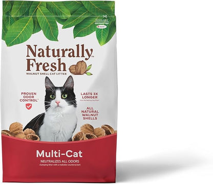 Naturally Fresh Cat Litter Made from Walnut Shells, Unscented, Multi-Cat, Upcycled, Low Dust, Sustainable, 30 Lbs