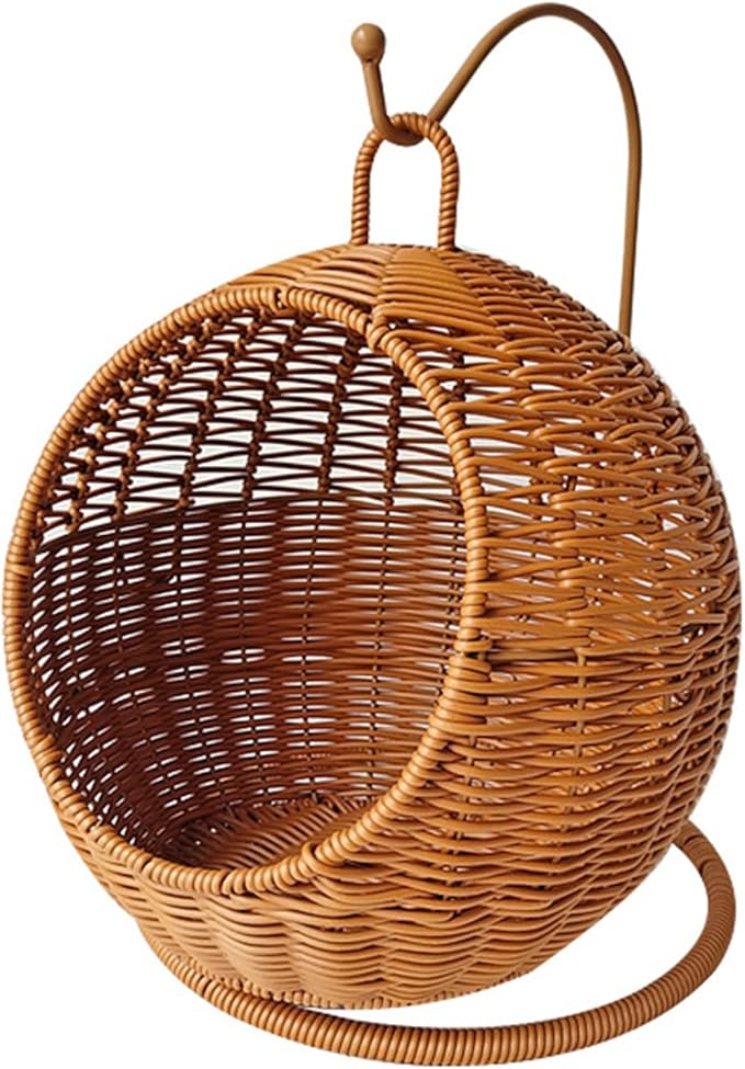 Imitation Woven Rattan Cats Hammock Bed for Cats Resting Indoor Sleep Bed Hammock Sleep for Small Small Space