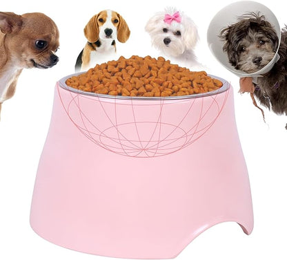 Elevated Spaniel Dog Bowl, Melamine Raised Dog Food Bowl for Long-Eared Dogs, Raised Dog Bowls for Small & Medium Dogs, Stainless Steel Inner Bowl, Non-Slip Base (Pink, M (420 ML / 1.5 Cups))