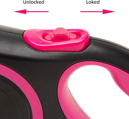 PINA Retractable Dog Leash, 26ft Dog Leash for Small Medium Large Dogs Up to 110lbs, 360° Tangle-Free Strong Reflective Nylon Tape, with Anti-Slip Handle, One-Handed Brake, Lock - 2PACK