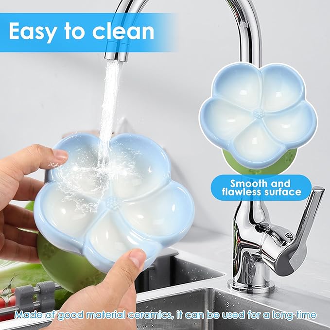 Ceramic Raised Slow Feeder Dog Bowl for Dry Wet Food, Smooth Surface Elevated Cat Food Bowl, Flower Shape Pet Food Bowls for Small Cat Dog, 150ml/5oz (Style 1)