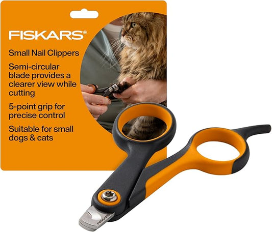 Fiskars Pet Small Pet Nail Clippers, Cat and Dog Nail Trimmers for Grooming, Pet Supplies with Precision Stainless Steel Blades & SoftGrip Handle, 4.25”, Orange/Black