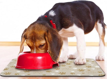 Dog Food Mat, Absorbent Water Bowl Mats Cat Pet Feeding Placemats Beige 16 * 24 inch
