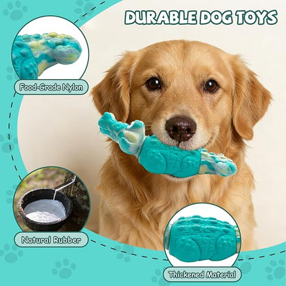 WinTour Tough Dog Toys for Large Dogs, Indestructible Dog Toy for Aggressive Chewers with Squeaky, Durable Chew Toys to Keep Them Busy for Medium and Large Breeds, Interactive Heavy Duty Bones