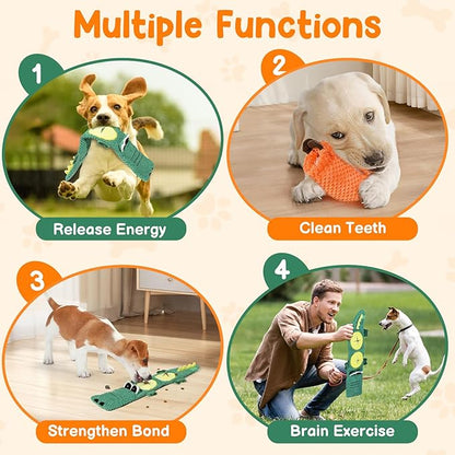 2 Pack Dog Toys for Aggressive Chewers - Interactive Dog Toys, Interactive Puppy Dog Chew Toys with Squeaker & No Stuffing Dog Puzzle Toy (Suitable for Small and Medium Dogs)