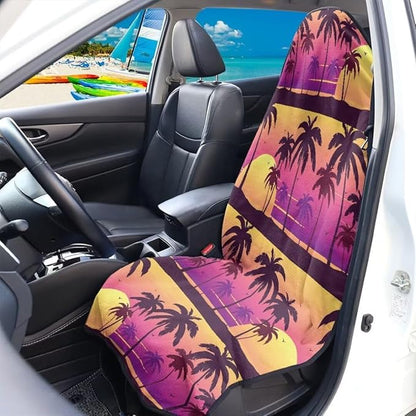 Coldinair Palm Tree Sunset Towel Seat Covers for Cars,SUVs,Trucks,Waterproof Sweating Car Front Seats Protector Cover for Workout,Gym,Beach,Universal Auto Interior Accessories for Women Men