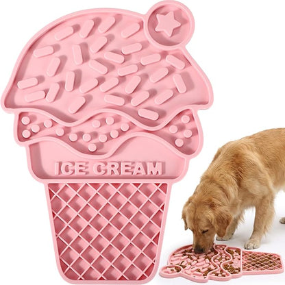 Ceenna Lick Mat for Dogs and Cats Silicone Snuffle Mat Slow Feeder Lick Pat Easy Clean Pet Slow Feeder Anxiety Relief Dog Slowing Feeders Licks Pat Feeding Mats for Pet Training Mats(Ice Cream Style)