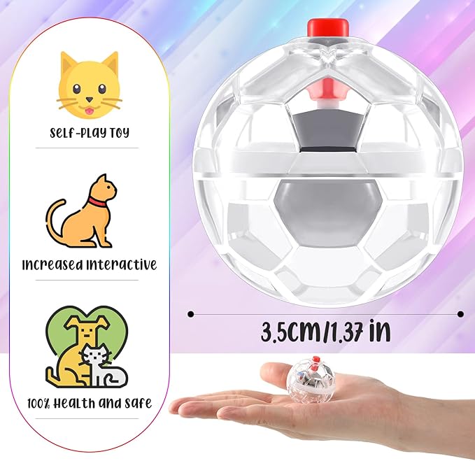 CHENGU 15 Pieces Ghost Hunting Light up Cat Balls Motion Activated Interactive Pet Toy Small LED Glowing Pet Ball for Animal Dog Running Activity Indoor Supplies, 1.38 x 1.5