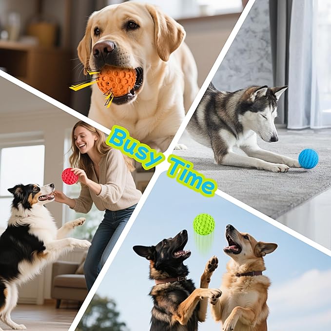 havit Indestructible Squeaky Dog Balls for Aggressive Chewers, Interactive Dog Toys to Keep Them Busy, Rubber Dog Chew Toy for Large Medium Breeds, Outdoor Waterproof (4 Colors)