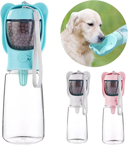 DomKim LightweightPortable Dog Water Bottle Bowl for Small Sized Dogs, Travel Puppy Water Dispenser Puppy Accessories, Beach Essentials Drinking Food Leak Proof Bottles (Blue, 18.6 oz (550ml))