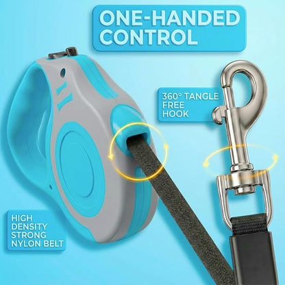Retractable Dog Leash Lightweight 10/16FT Leash with Non-Slip Handle, for Small Dogs Puppy (Gray Blue, 10 FT)