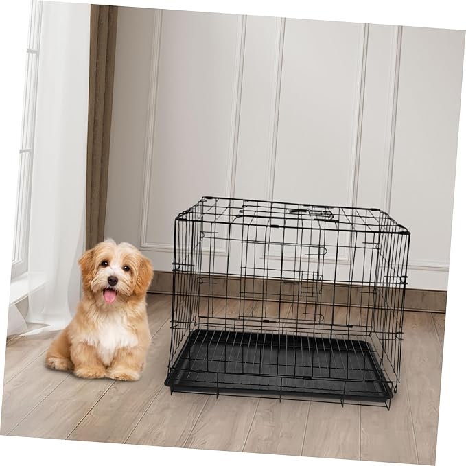 POPETPOP Portable Pet Carrier with Divider Panel Lightweight Wire Cage for Small Medium Dogs for Indoor Outdoor Travel Breathable Design