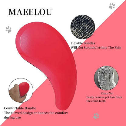 Cat Brush for Shedding - Perfect Grooming Tool for Long-Haired Cats | Deshedding & Hair Remover for Indoor Pets (Rose Red)